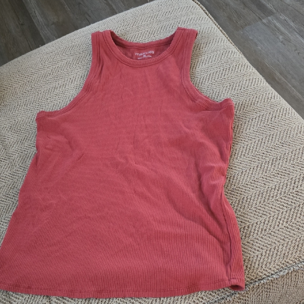 Maurices Pink Sleeveless Tank Top with Ribbed Texture